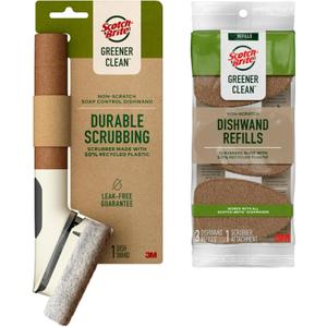 Scotch-Brite Greener Clean Non-Scratch Soap Control Dishwand with 3 Refills