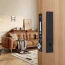 Pocket Door Lock with Handle, Heavy Duty Pocket Door Hardware, Space-Saving Hidden Sliding Door Pull, Key Lock System, Fits Storage Rooms, Garages, Utility Rooms, Common Areas(Black,Key Type) (7.87*1.57)