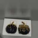 Hollyone Fall Pumpkin Decor 2 PCS Black and Gold Resin Pumpkin Fake Pumpkins for Decorating Figurines Artificial Pumpkins Centerpiece Rustic Farmhouse Halloween Table Fall Decorations for Home