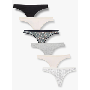 Amazon Essentials Cotton Thong Underwear for Women, Pack of 6 L