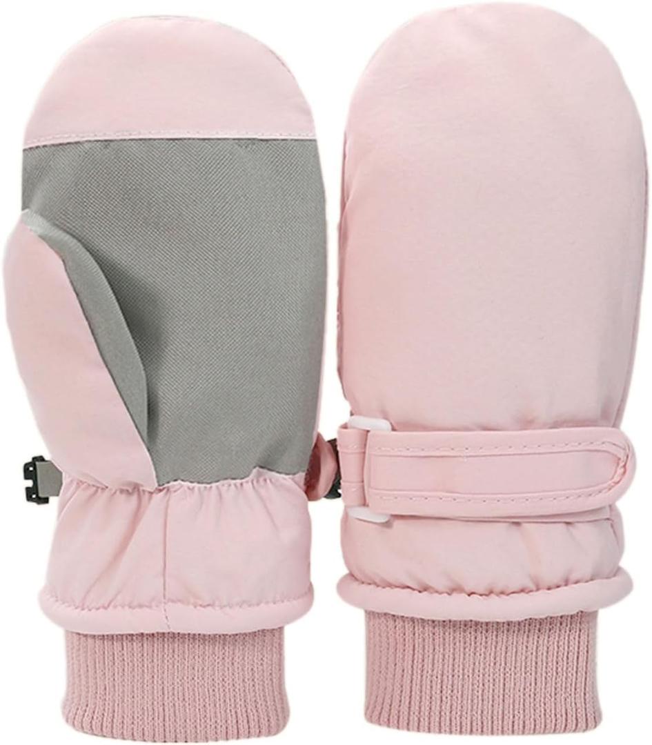 Windproof Insulated Winter Gloves for Thick and Non Slip Toddler Ski Suitable for Skiing Snowboarding (Pink for 3M to 2T)