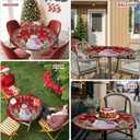 Christmas Snowman Round Table Cloth Fitted Tablecloth,XMAS Tree Wreath Red Table Cover with Elastic Edge Waterproof Table Cloth,Pine Cone Light Ball Circle Table Covers for Kitchen Indoor 45-54in