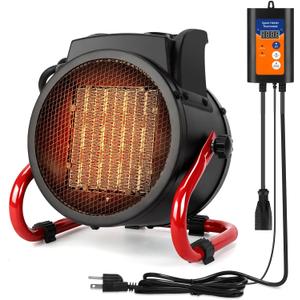 Greenhouse Heater with Digital Thermostat, 1500W Grow Tent Heater, 3 Modes for Fast HeatingIPX4 Waterproof & Overheat Protection - for Patio, GreenhouseGrow Tent (Red)