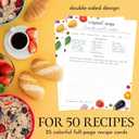 Recipe Binder, 3 Ring Recipe Book with dividers, Plastic Sleeves and Pages, Kitchen Conversions Inside, Modern Black Design with Vegetables, Gift for Home Cooks and Chefs