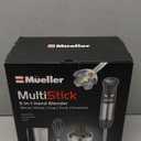 Mueller Multistick 5-in-1 Immersion Blender Handheld, 12 Speed Hand Mixer - Turbo Boost, Heaviest Duty Copper Motor, Titanium Blades Hand Blender, Milk Frother Wand, Whisk, Beaker, Chopper, Grey (Gray)