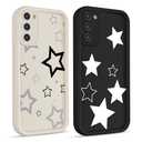 lioscre 2 Pack Cute Star Phone Case for Samsung Galaxy S21 5G 6.2", Aesthetic Coquette White Cool Y2K Pattern Print Design Women Girls Case Soft Slim Shockproof TPU Protective Funda Cover