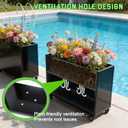 Modern Metal Planter Box, Large Rectangular Planter for Outdoor Plants - Heavy Duty Tall Planter Box with Lockable Wheels for Porch/Patio/Garden (Black, 38"x12"x25")