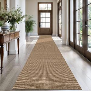 KOZYFLY Extra Long Runners for Hallways 2.6x18 ft Washable Kitchen Runner Non Slip Rubber Backed Hallway Rug Cotton Entryway Runner Rug Floor Carpet for Indoor Hall, Kitchen, Stair, Tan/Orange/Brown