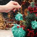Syhood 12 Pcs Christmas Ball Ornaments Glitter Pinecone Balls Xmas Tree Decoration Hanging Pinecone Ornaments Rustic Pine Cones for Xmas Winter Party Holiday Wedding Home Decorations (Green)