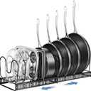 ORDORA Pots and Pans Organizer under Cabinet with Pot Lid Organizer, Expandable Rack for Pan and Pot Organizers Inside Cabinet, 12"-23" Adjustable with 10 Dividers for Kitchen Organization, Black