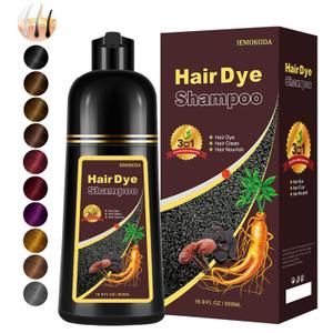 Instant Chestnut Brown Hair Dye Shampoo for Gray Hair 3 in 1, Natural Hair Color Shampoo for Women Men, Brown Hair Dye, Long- Lasting Hair Dye 16.9 Fl Oz (Chestnut brown)