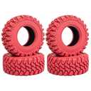 LRFHL 1.2" RC Crawler Tires 62 * 24mm Soft Rubber 1.2 Tires Colored Tyres with Foam Insert for 1/18 TRX4M 1/24 SCX24 FCX24 Upgrade (4PCS, Red)