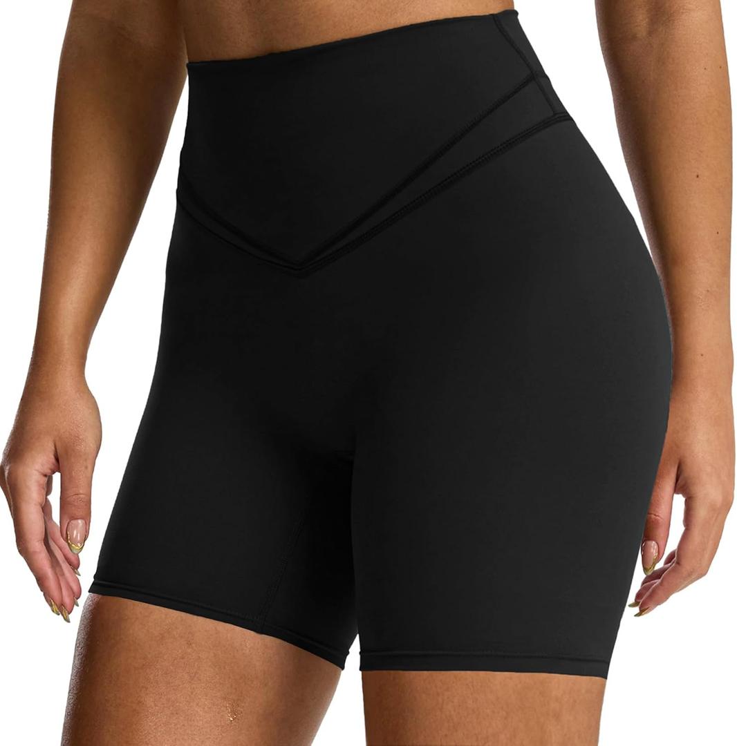 Aoxjox Siren Workout Biker Shorts for Women Tummy Control High Waisted Hidden Scrunch Athletic Gym Yoga Short 5", Small
