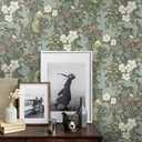 HeloHo 16.14" X 393.7" Green Floral Wallpaper Peel and Stick Self Adhesive Removable Wallpaper Waterproof Contact Paper for Living Room Bedroom Decor