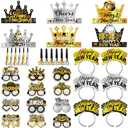 LECONCES New Year's Eve Party Supplies 2026, Happy New Year Party Favors Set- New Years Paper Hats, 2026 New Year Headband, Eyeglasses, Blowouts for New Years Eve Party