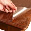 Clear Table Cover Protector 42 x 68 Inch, 1.5mm Plastic Desk Mat | Waterproof, Anti-Scratch, Heat-Resistant, Transparent Vinyl Tablecloth for Writing Desk Dining Table Dresser, FDA Compliant