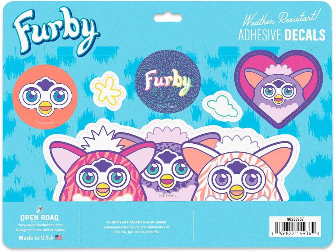 Hasbro Furby Trio Adhesive Vinyl Decals - Fun Set of Furby Stickers for Car, Laptop or Water Bottle (Blue)