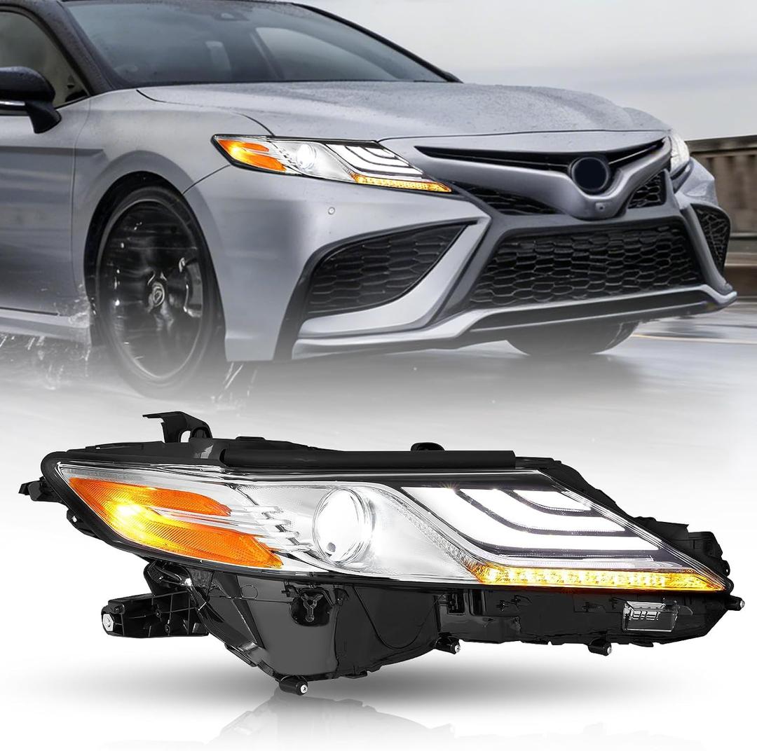 JFN LED Headlight Compatible with 2018 2019 2020 2021 2022 2023 2024 Toyota Camry XLE/XSE 8111006D70 TO2503256(Passenger Side(Right))