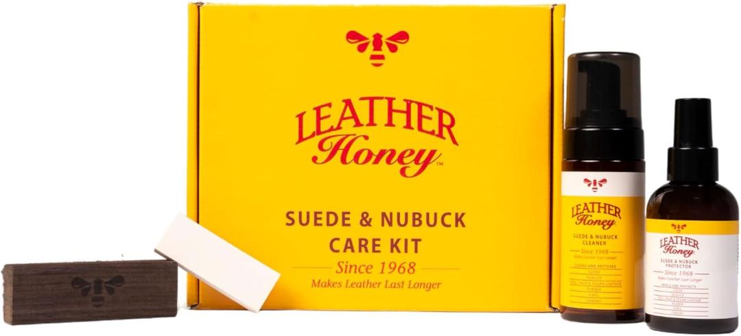 Leather Honey Suede & Nubuck Care Kit: Cleaner, Protector, Suede Brush & Eraser: Clean, Protect & Restore Shoes, Boots, Uggs, Furniture, Jackets, Bags and Apparel. Safe for Any Color
