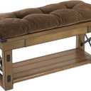 Klear Vu The Gripper Non-Slip Tufted Bench Cushion for Indoor Furniture, Assembled in USA, Entryway Storage, Bay Window, Corner Nook or Piano Seat, 27 Inches, Chenille Dark Brown