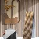 2 Packs 3D Wall Panels Peel and Stick | Wall Panels for Interior Wall Decor | Self Adhesive Sound Absorbing Planks | Acoustic Wood Slat Wall Panels | 94.48 * 11.80in | 0.4" Depth | Dark Walnut