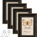 Black 4x6 Picture Frames, Rustic Distressed 4 x 6 Photo Frame Set of 4, Vintage Farmhouse Black and Gold Frame with Mat for 3.5x5, Small Matted Frame for Wall Hanging or Tabletop, Home Decor, 4 Pack