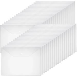 Honoson 30 Pcs 11 x 17 Inches Clear Envelopes with Snap Closure Clear Plastic Envelopes Plastic Envelopes for Documents File Folders for Office Home