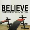 3 x AnFigure Inspirational Office Wall Decals Gym Motivational Quotes Wall Stickers Sports Workout Fitness Workplace Business Art Vinyl Home Decor Believe You Can and You're Halfway There 25"X7"