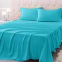 Queen Size Bed Sheet Set - 4 Piece Soft Microfiber Sheets with Deep Pockets, Cooling Technology, and Wrinkle-Free Pillowcase. Hotel-Quality, Durable Bedding, Capri Blue