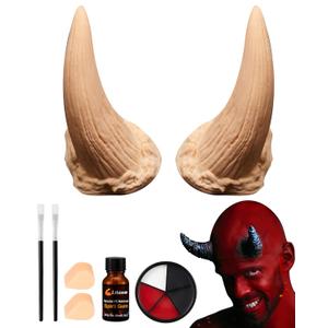 Libima Halloween Prosthetics Devil Horns Men Women with Face Paint and Makeup Adhesive Glue Halloween Demon Horns Cosplay Costume Goat Horns Cosplay Halloween Latex Prosthetic Set(Large)