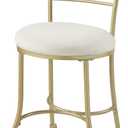 Gold Iron Vanity Stool with White Cushion