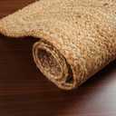 Hand Woven Farmhouse Jute Area Rug 6x9 Ft Rectuangle Natural Yarn, Rustic Vintage Beige Braided Reversible Rug, Eco Friendly Rugs for Bedroom, Kitchen, Living Room, Farmhouse 100% Jute Rug - Natural