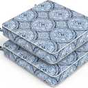 LVTXIII Patio Chair Cushions 19"x19"x3", Water-Repellent Outdoor Seat Cushions for Patio Furniture, Square Chair Pads with Ties for Home Garden Decoration, Set of 2, Medallion Blue