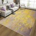 Merelax 8x10 Washable Pink Yellow Area Rug for Living Room, Non-Slip Backing Modern Abstract Large Rugs, Stain Resistant Low Pile Carpet for Bedroom, Dining Room, Home Office Decor