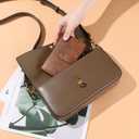 GOIACII Womens Wallets RFID Blocking Leather Trifold Clutch Wallet Credit Card Holder Ladies Purse 3 ID Windows Brown
