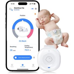 Babytone Smart Baby Monitor  Baby Breathing Monitors with Rollover & Overheating Alarms, Long Battery Life, Real-Time Temperature Tracking, Free App for Infants & Newborns 0-24 Months (Sleep Clip)