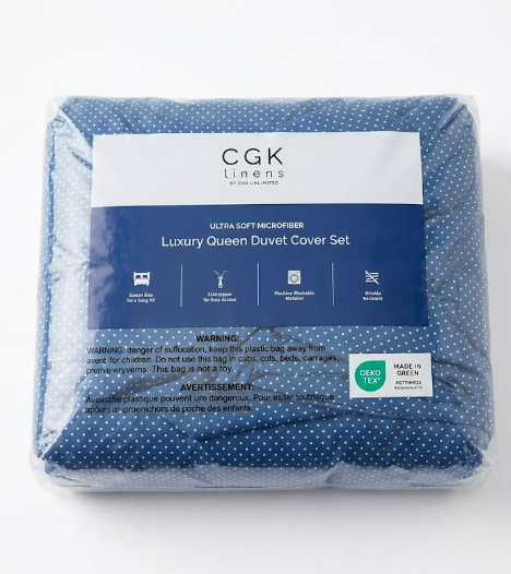 CGK Linens Luxury Queen Duvet Cover Set Duvet Cover Queen Folcadots 20, Blue