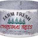 Galvanized Christmas Tree Collar - Oversized, Adjustable Metal Collar Ring for Large to XL Christmas Trees - Rustic Stand Up Tree Skirt with Distressed White Finish for Indoor Holiday Decor