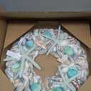 Natural Seashell Wreath w/Shells, Starfish, Pearls, Sea Snails - Spring & Summer Coastal Decor Beach House Indoor Door Wreath, 23in Blue/Aqua (23.6 inch)