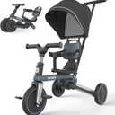 besrey Tricycle for Toddlers 1-3, Toddler Bike, Birthday Gifts and Toys for Boys and Girls, Toddler Tricycle with Push Handle and Canopy, 7 in 1 Baby Trike, Balance Bike(Updated Version 2.0 Dark gray) (New Version Dark Grey)