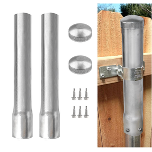 GRELWT 2 Pack 2-3/8" OD Metal Post Extender, 18" Fence Post Extension Height, Hot-dip Galvanized Steel, Includes Screws and Caps