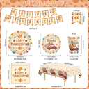 102 Pcs Thanksgiving Party Supplies Sets - Includes Happy Thanksgiving Dinner Paper Plates Napkins, Give Thanks Banner Dessert Plates Cups Tablecloth for Fall Thanks Giving Party Decorations, Serve 25