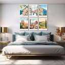 JYHARTJX 6Pcs Europe Italy Canvas Wall Art Vintage Travel Cities Posters Trendy Modern Colorful Landscape Painting Pictures Amalfi Coast Positano Florence Wall Decor Venice Rome Aesthetic Prints