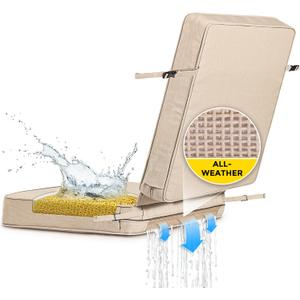 SUNROX DryFast Foam FadeShield Water Resistant Outdoor All-Weather Deep Seating Cushion Set 21"x44"x3" Husk Birch