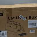 Extra Large Stainless Steel Litter Box with Lid, High Sided Enclosed Metal Cat Litter Pan, Dog Proof Front Entry Top Exit, Odor Control Easy Clean Leak Proof, Includes Scoop & Step, Light Gray