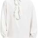 Mens Pirate Shirt Medieval Renaissance Victorian Costume Ruffled Steampunk Vampire Gothic Halloween Tops, L