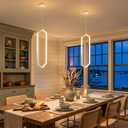Ring Dimmable Pendant Lighting Adjust LED Mini Chandelier Ceiling Light Fixtures for Kitchen Island Dining Room Living Room Bedroom Hallway Silver, 20in x 9.8in x 70in