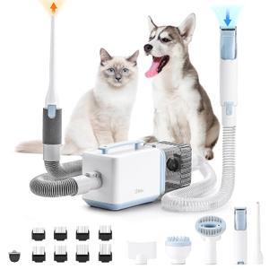 iPettie D23 Pro Pet Grooming Kit for Dogs: Vacuum Dog Brush and Dog Trimmer Vacuum 95F-140F Adjustable Temperature, Adjustable Wind Speed, 23000 PA Suction for All Pet Grooming Needs