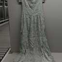 Floerns Women's Boho Floral Print Off Shoulder Split Long A Line Dress (Green/White)