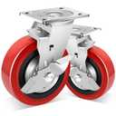 Nefish 6 Inch Industrial Grade Casters Wheels, Heavy Duty Polyurethane Casters (2 PACK) with Dual Ball Bearing, Solid Polyurethane Wheel 2250 Lb, Plate Swivel Casters for Cart, Industrial, Machine